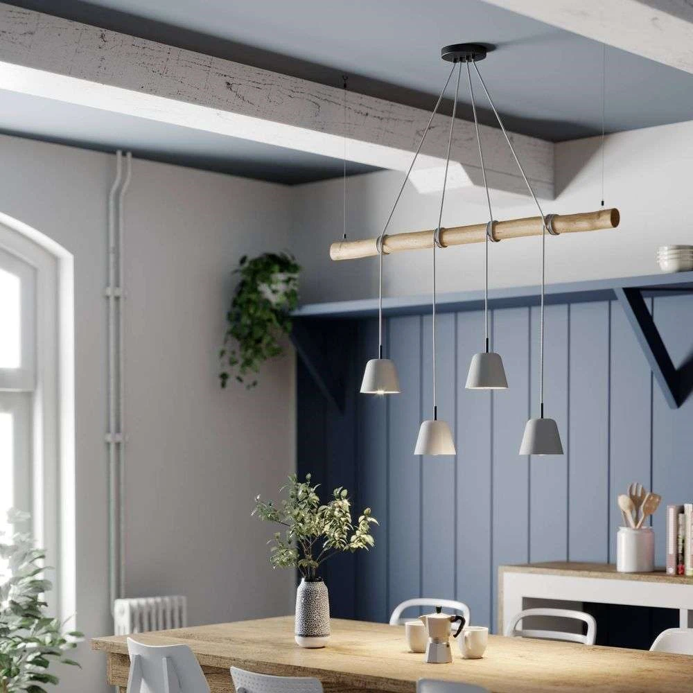 Lucande Lámparas Asta 4 Lámpara Colgante Grey/Wood - Lucande - Imagen 2