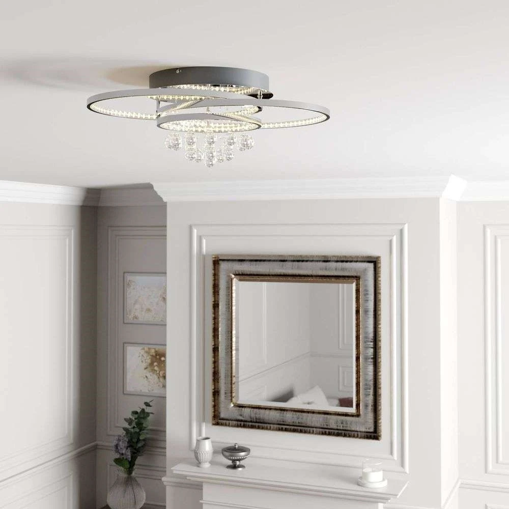 Lucande Lámparas Keely Lámpara De Techo L Chrome/Clear - Lucande - Imagen 2