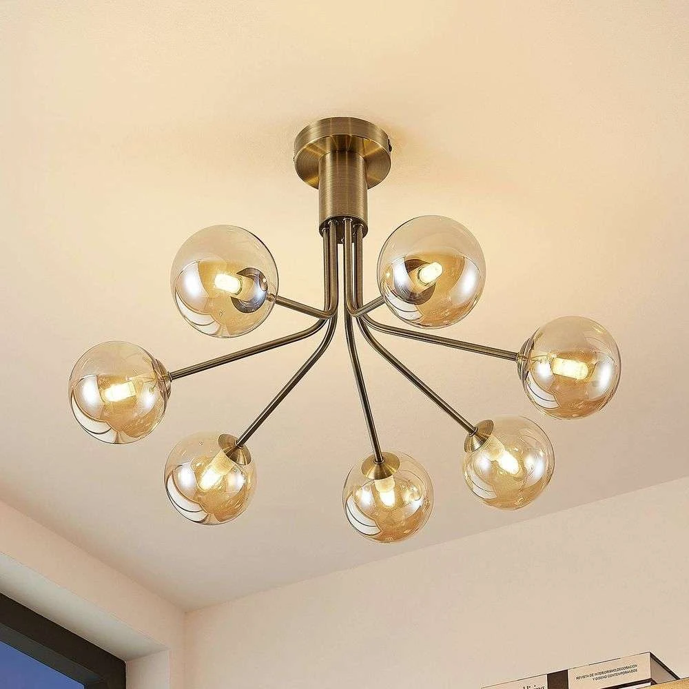 Lucande Lámparas Wynina 7 Lámpara De Techo Brass/Amber - Lucande - Imagen 2