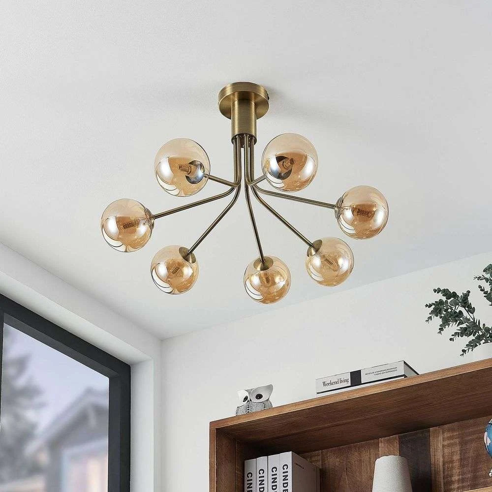 Lucande Lámparas Wynina 7 Lámpara De Techo Brass/Amber - Lucande - Imagen 3