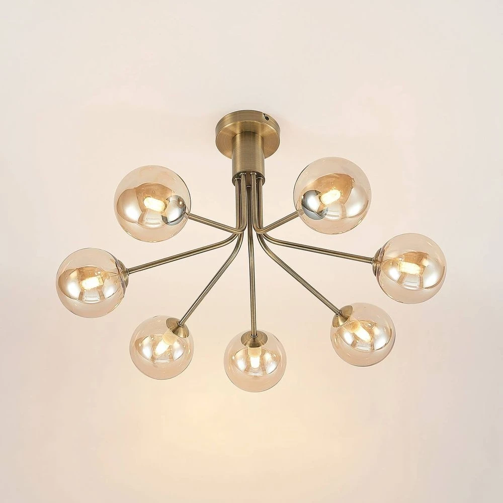 Lucande Lámparas Wynina 7 Lámpara De Techo Brass/Amber - Lucande - Imagen 5