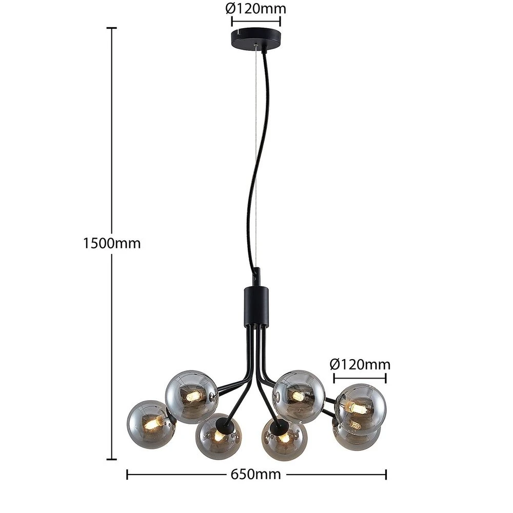 Lucande Lámparas Wynina Lámpara Colgante Black/Smoke - Lucande - Imagen 4