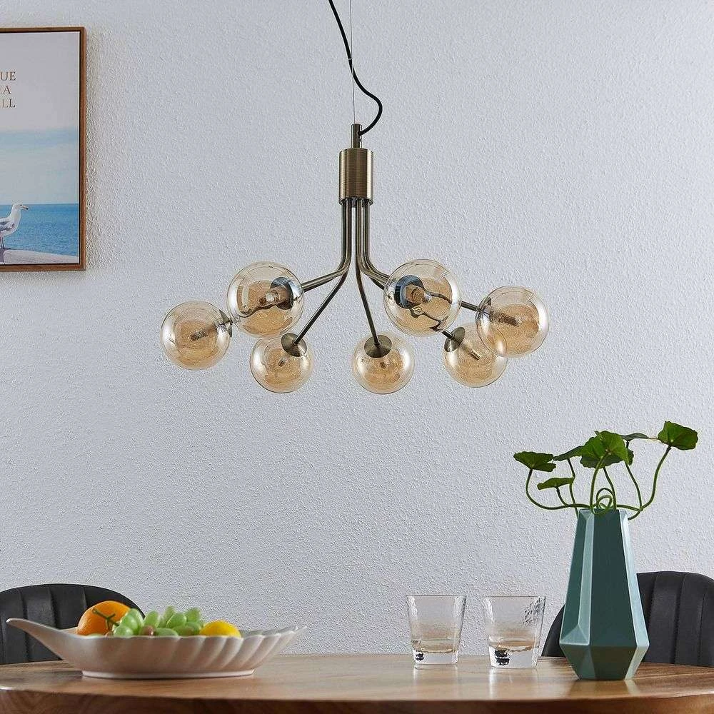 Lucande Lámparas Wynina Lámpara Colgante Brass/Amber - Lucande - Imagen 3