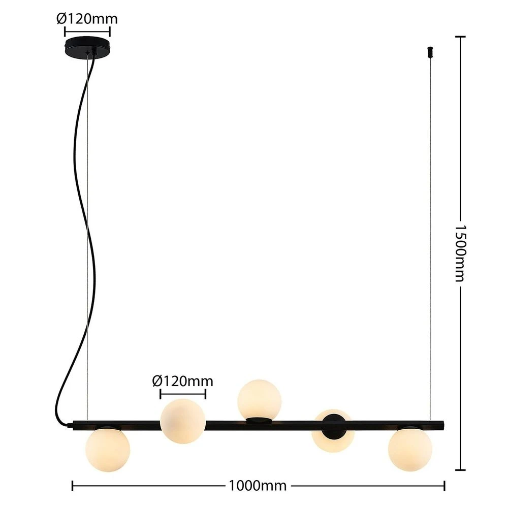 Lucande Lámparas Emarin Long Lámpara Colgante Black/Opal - Lucande - Imagen 3