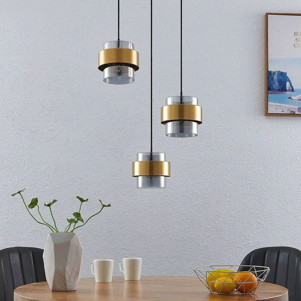 Lucande Lámparas Ikibare Cluster Lámpara Colgante Black/Brass/Smoke - Lucande - Imagen 2