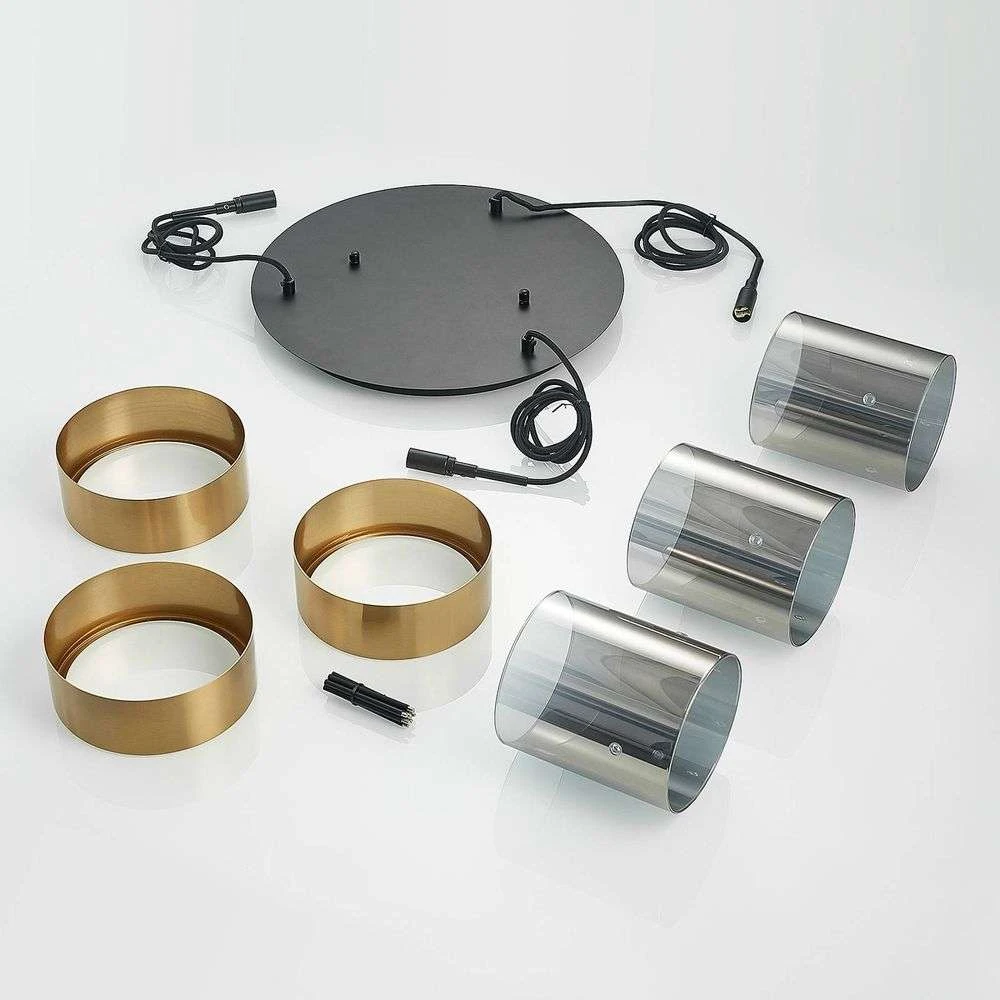 Lucande Lámparas Ikibare Cluster Lámpara Colgante Black/Brass/Smoke - Lucande - Imagen 6